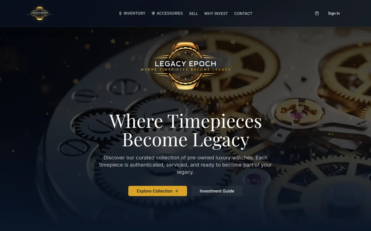 Página de inicio de Legacy Epoch